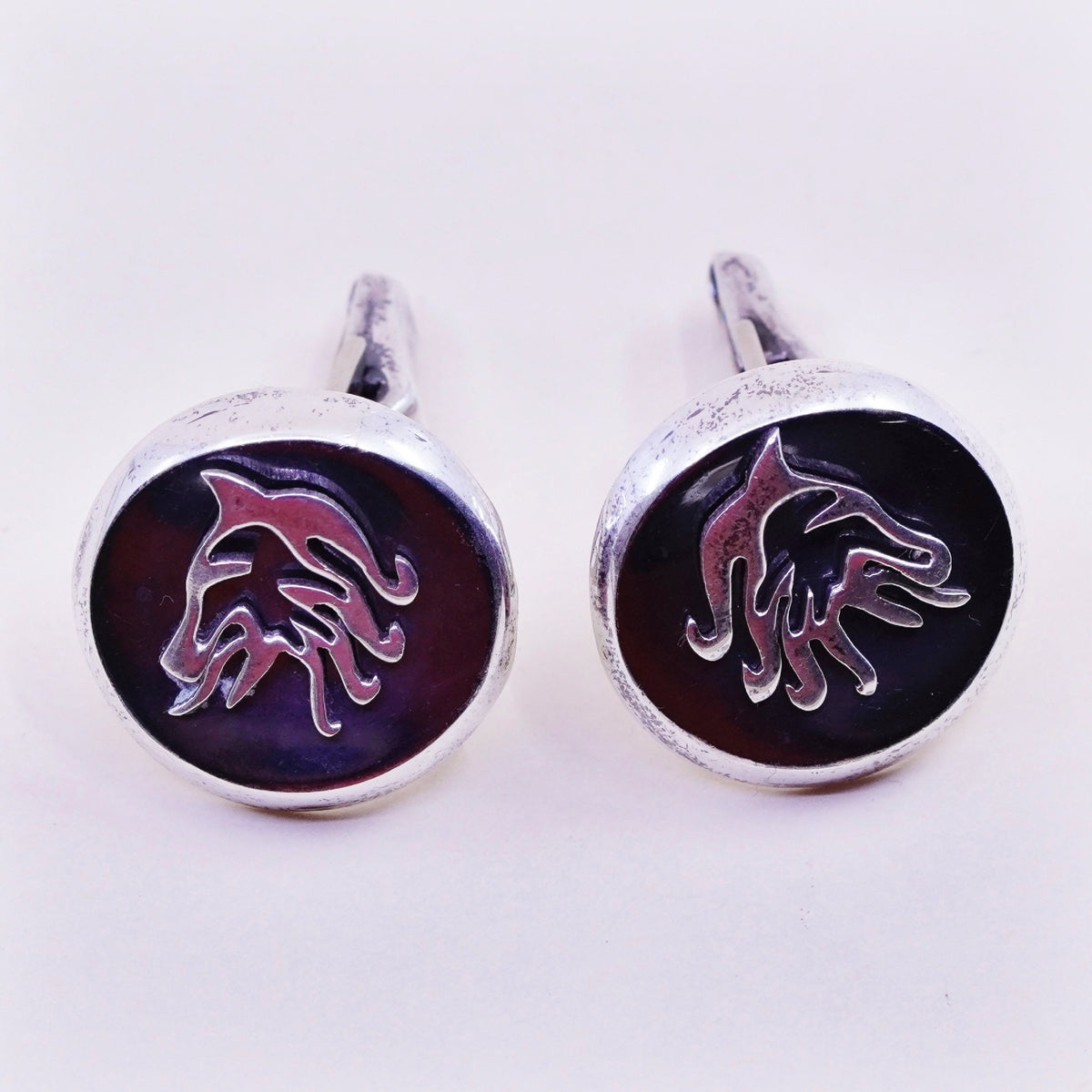 vtg ledesma Hecho En taxco sterling silver cuff link, 925 cufflink horse head