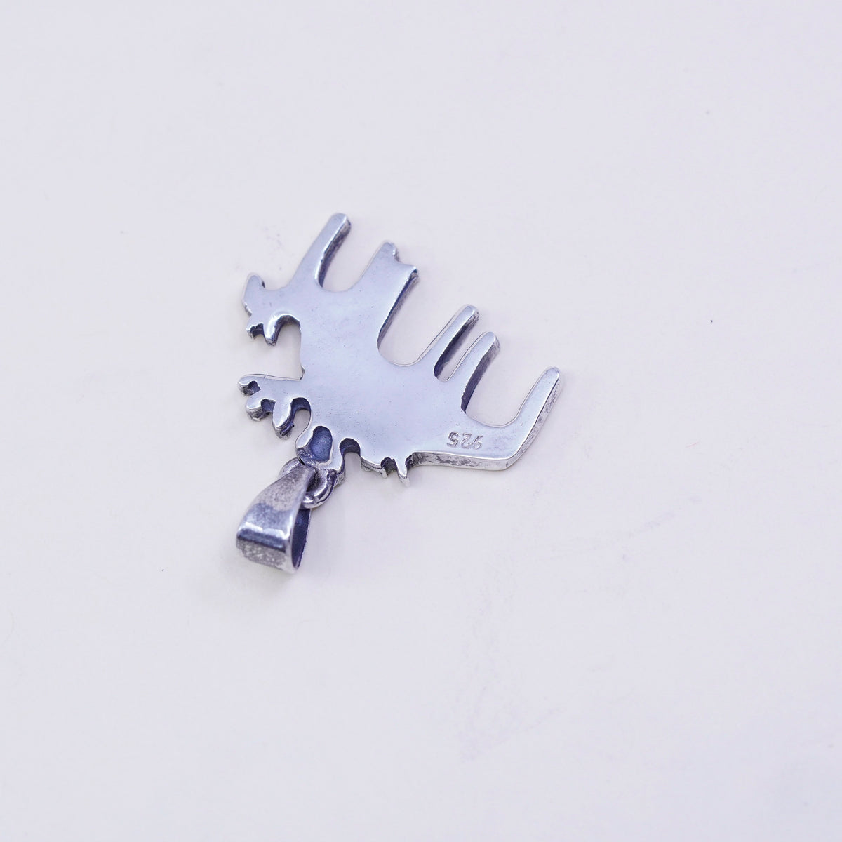 Vintage sterling silver handmade pendant, Native American 925 elk deer