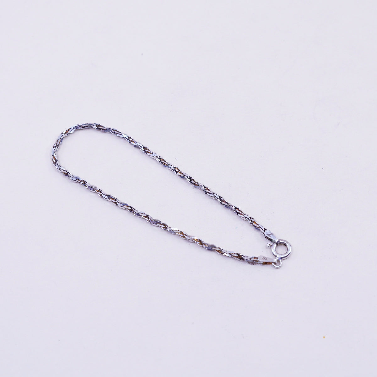 6.5”, 2mm, Vintage sterling silver bracelet, Italy made 925 twisted bracelet