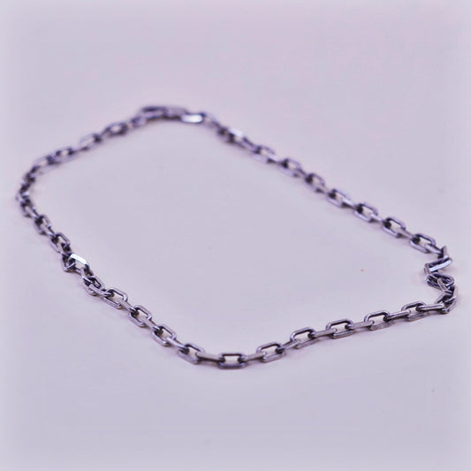 10.25”, sterling silver handmade bracelet, 925 oval elongated link chain anklet