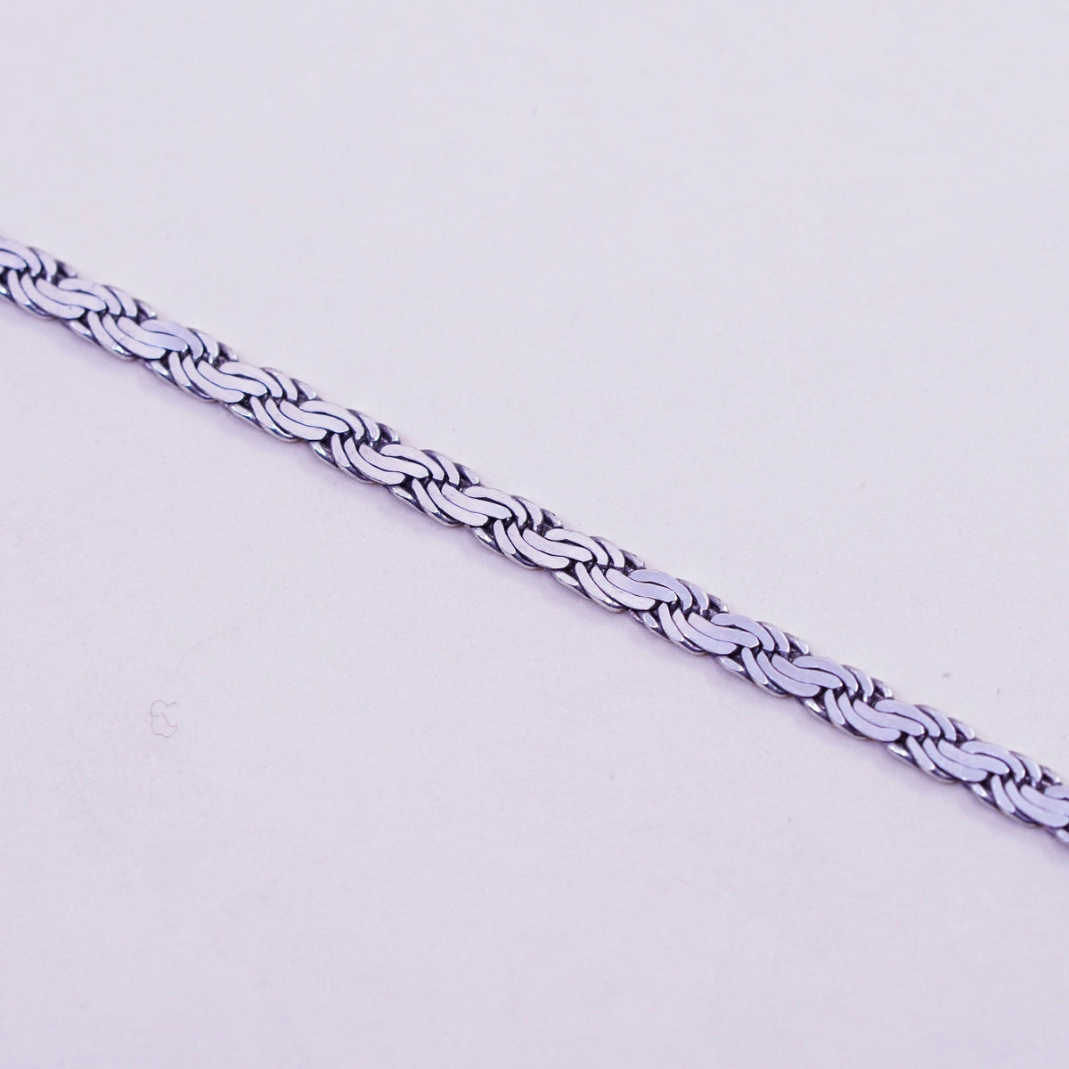 7.75”, Vintage sterling 925 silver flatten curb bracelet