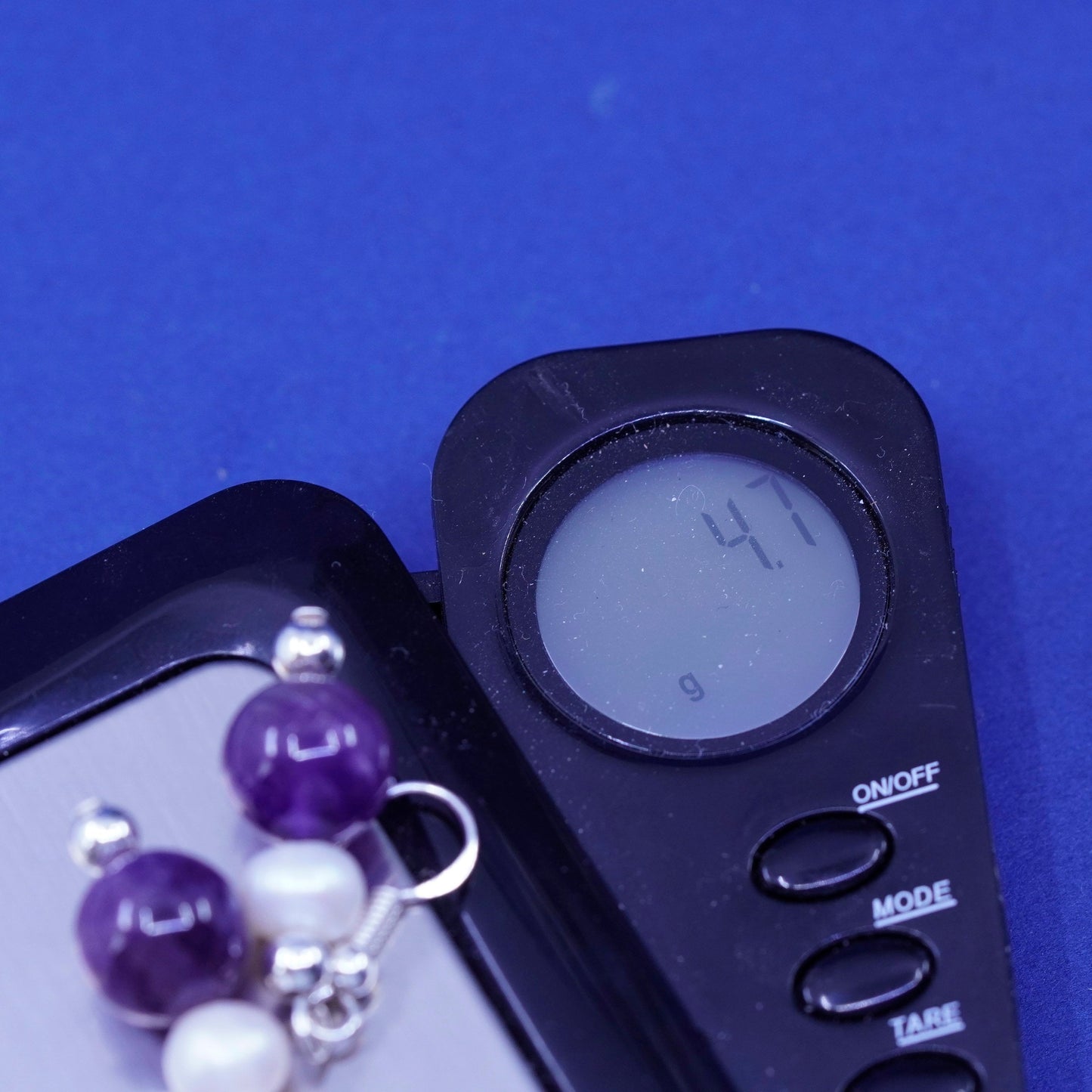 Vintage sterling 925 silver handmade earrings with pearl amethyst beads
