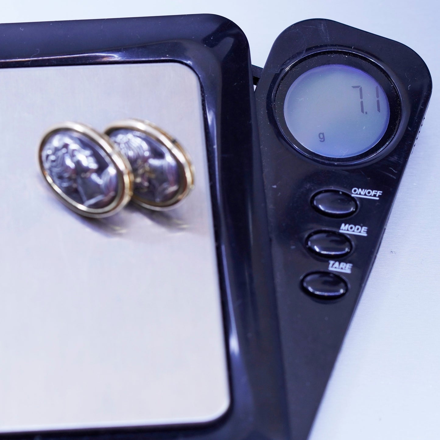 Vintage two tone Sterling 925 silver handmade earrings, lady Portrait studs