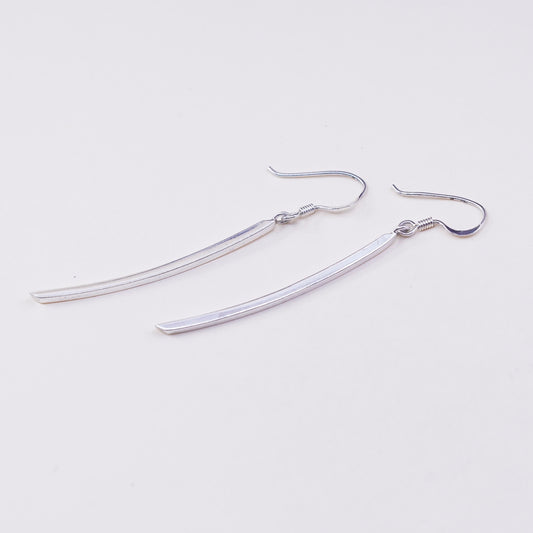 Vintage sterling 925 silver handmade long earrings, modern long dangles