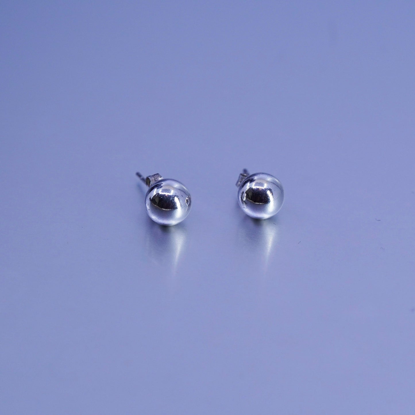 7mm, Vintage Sterling 925 silver handmade earrings, bead studs
