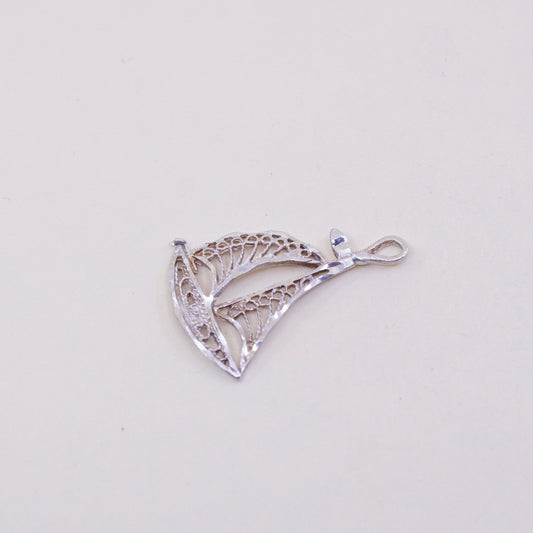 vtg sterling silver handmade filigree pendant, 925 soufeel sailing boat charm