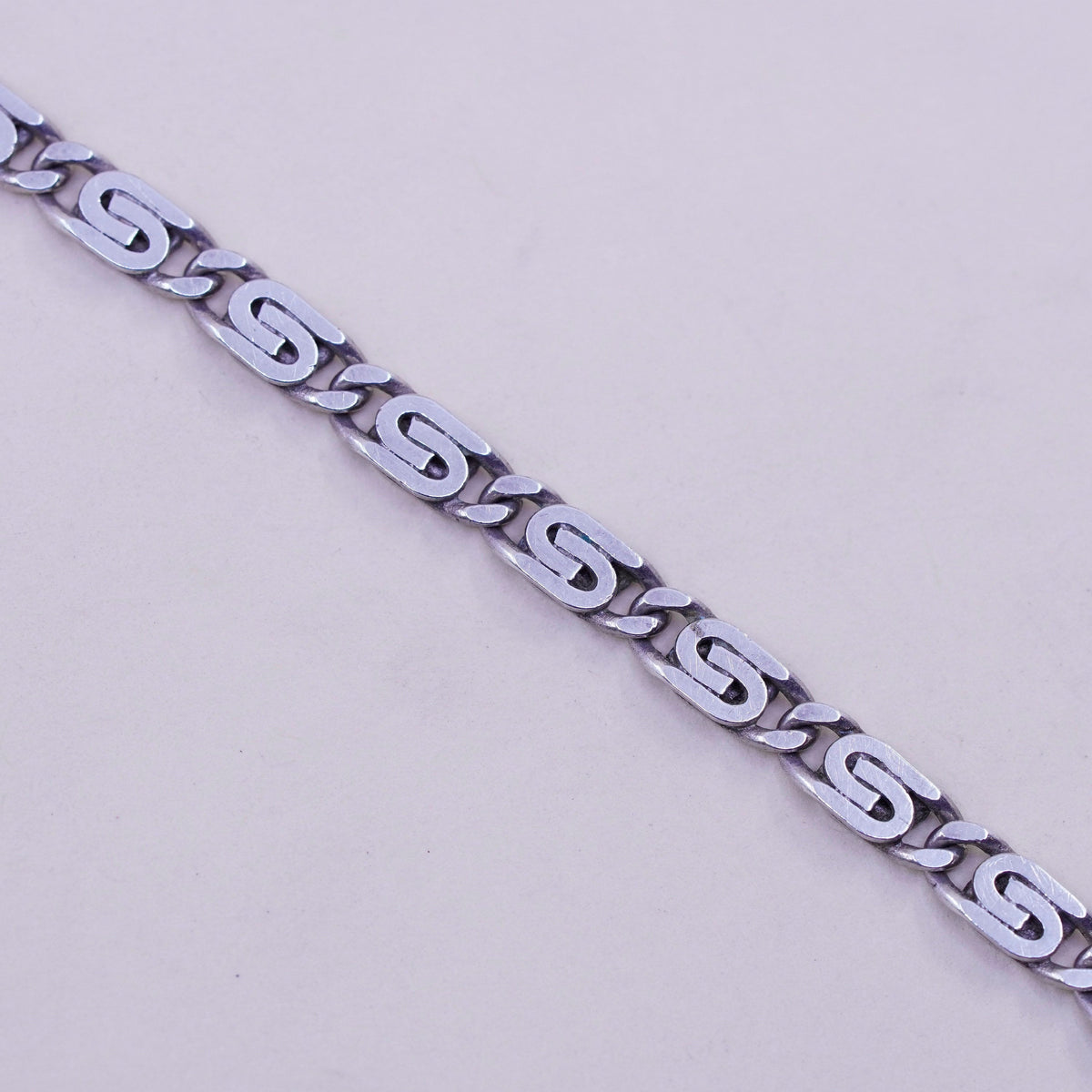 9.25”, Vintage sterling silver flatten nugget bracelet anklet, 925 silver chain