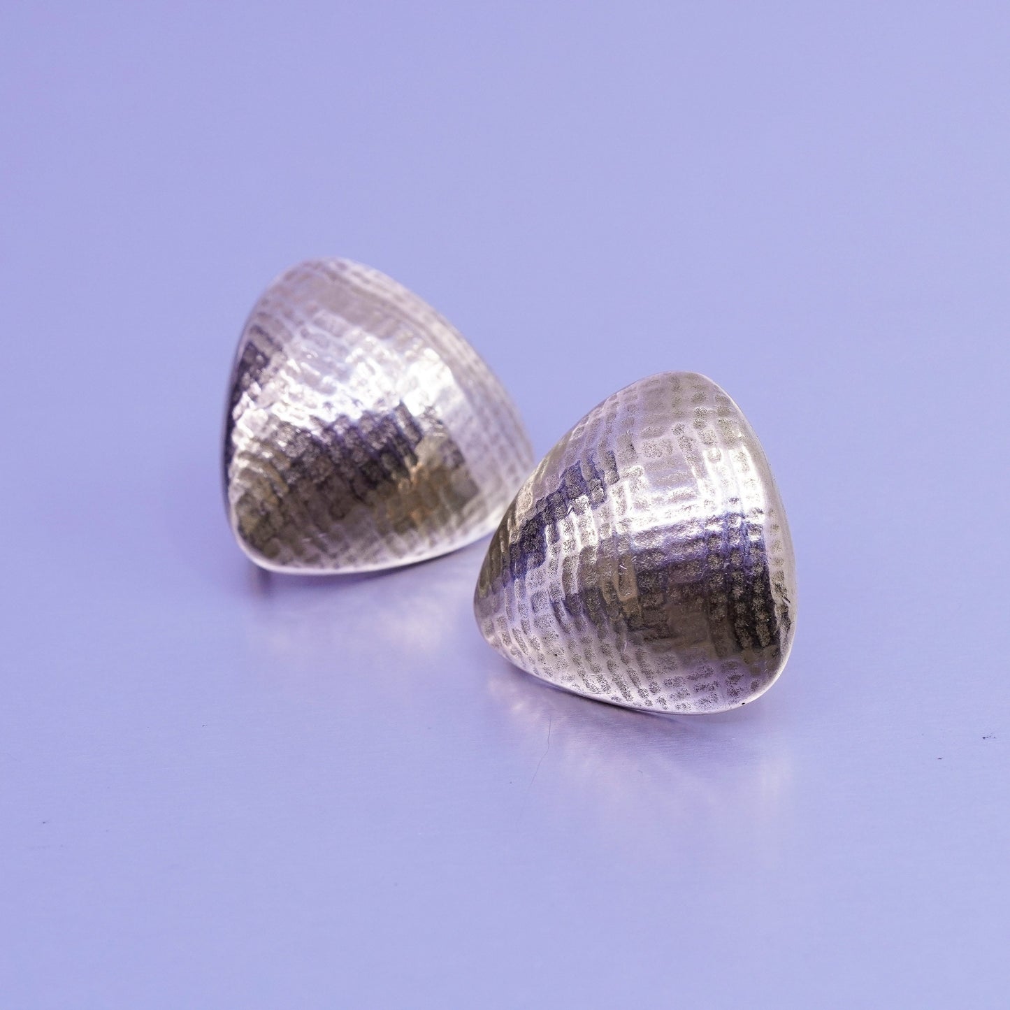 vermeil gold over Sterling 925 silver handmade earrings, triangular studs