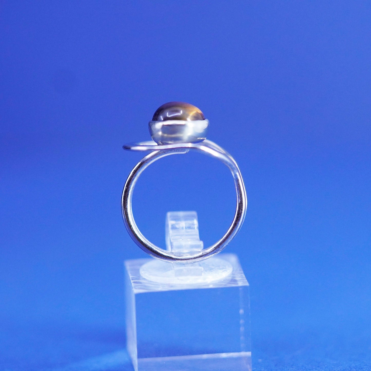 Size 6.75, vintage Sterling 925 silver handmade ring with golden tiger eye