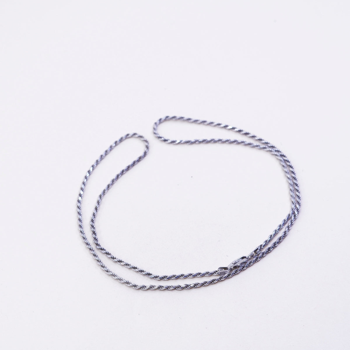 24”, 2mm, vintage Italy Sterling silver necklace, 925 diamond cut rope chain