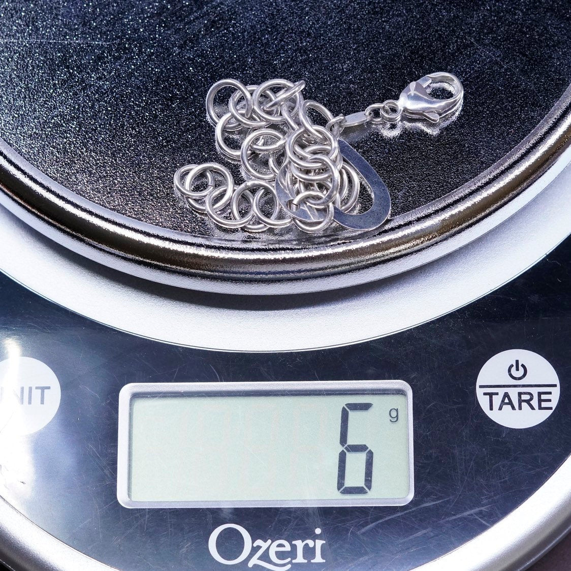 6.5”, Sterling silver handmade bracelet, 925 bold circle chain w/ heart charm