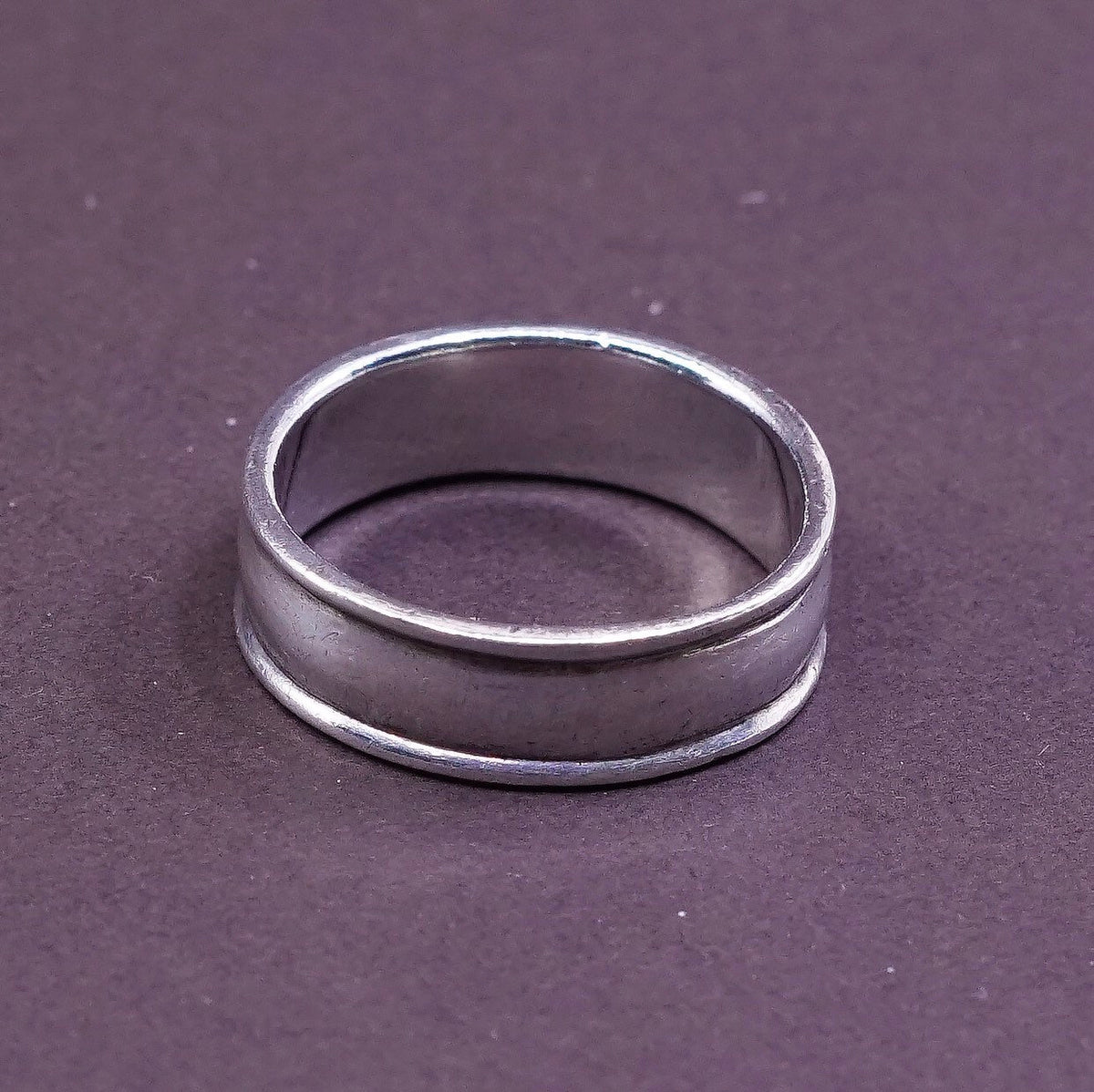 sz 9.75, vtg Sterling silver handmade ring, mexico 925 band w/ accent
