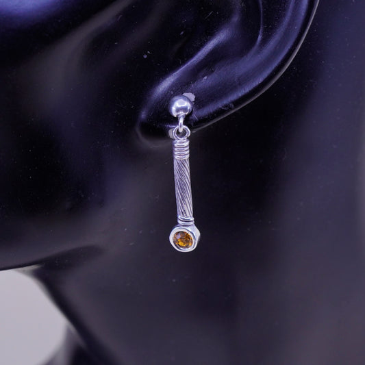 Vintage Sterling 925 silver handmade earrings with citrine