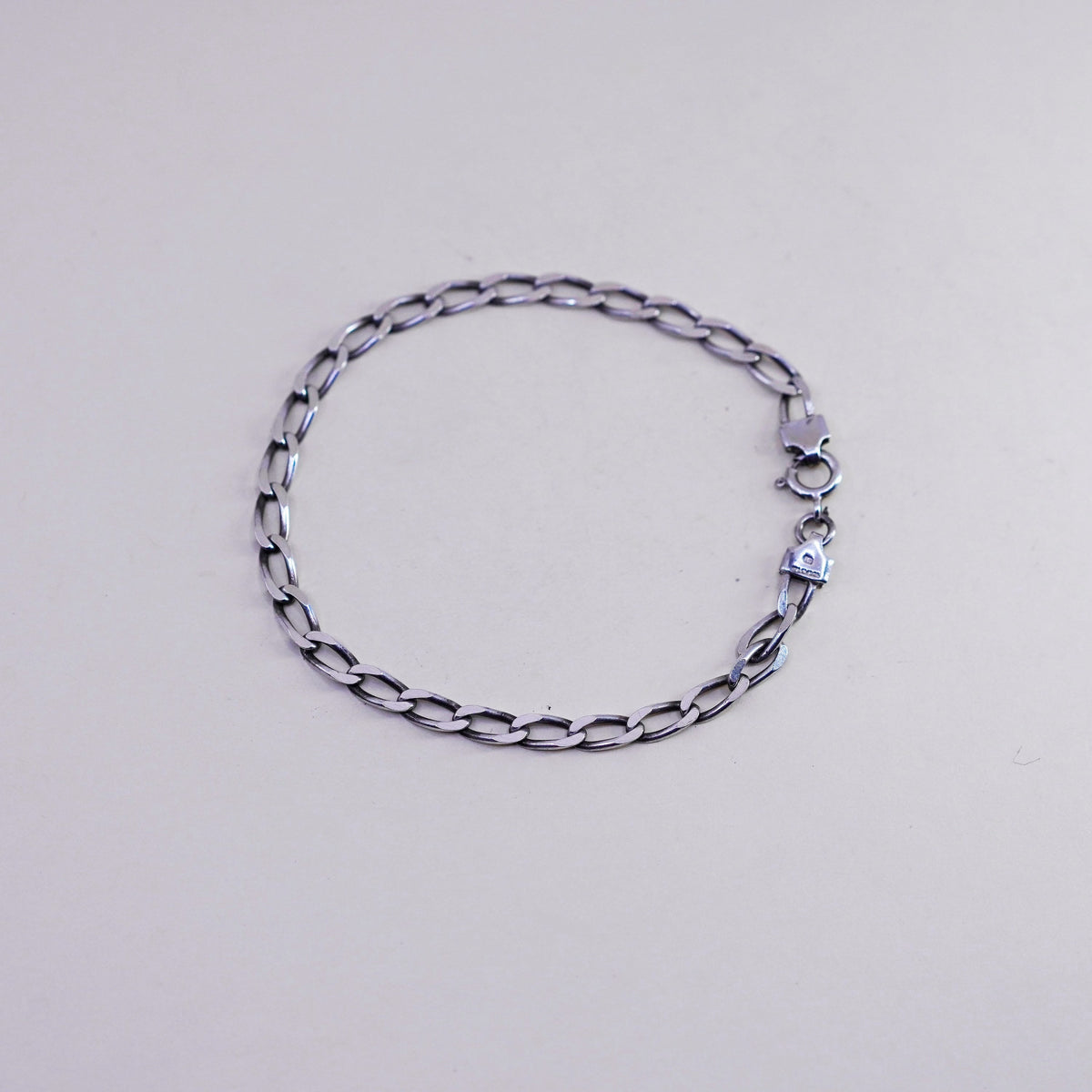 8”, 5mm, Vintage sterling 925 silver flatten curb bracelet