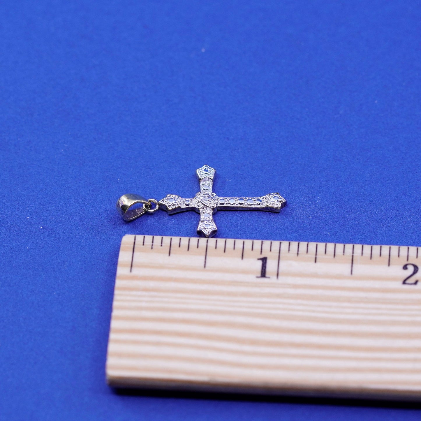 Vintage vermeil gold filled Sterling 925 silver cross with diamond
