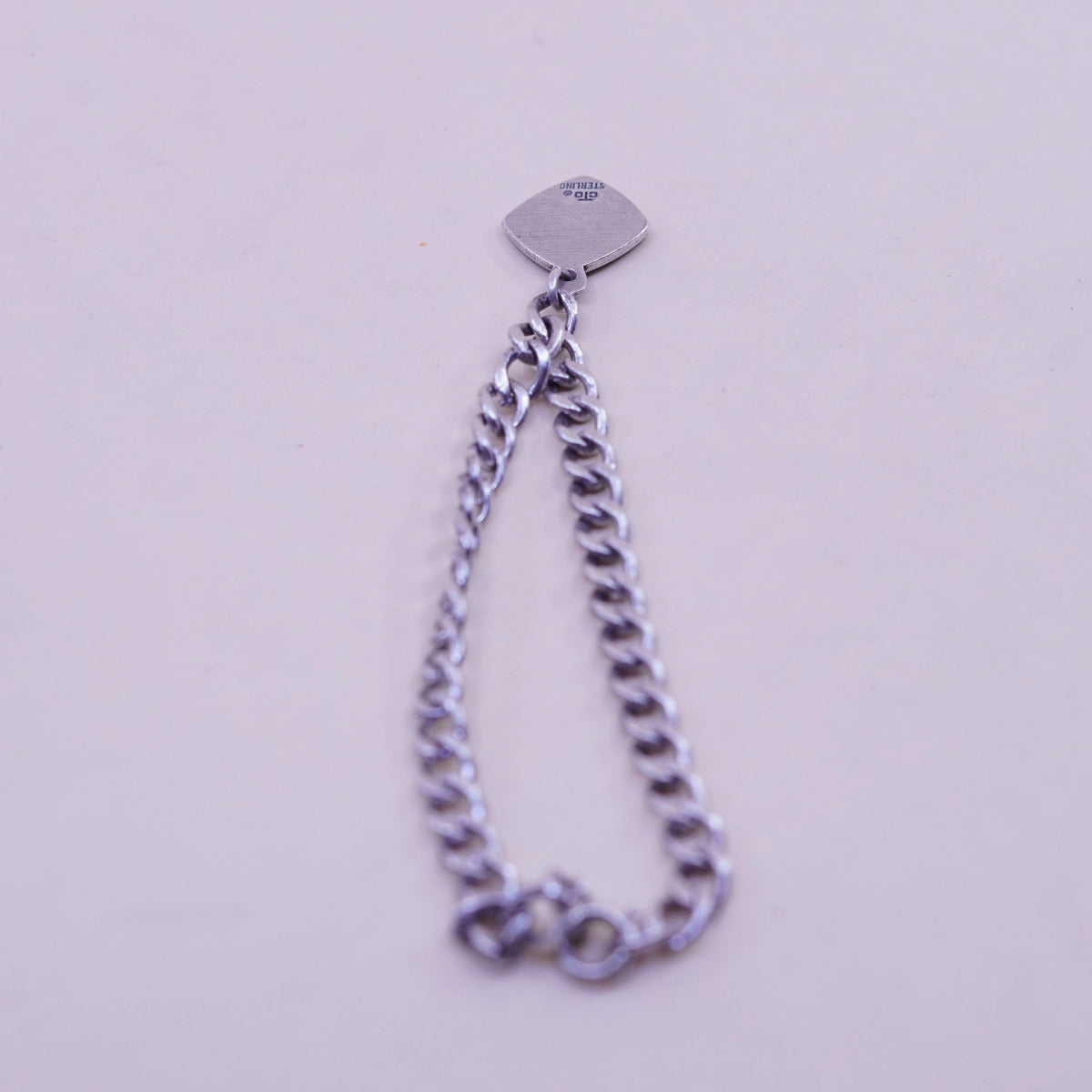 6.75”, Vintage sterling 925 silver curb bracelet w/ north star pole star charm