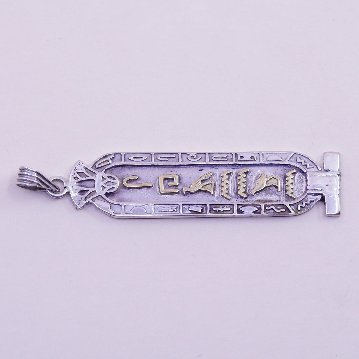 Vintage two tone Sterling silver handmade pendant, Egyptian 925 ankh pendant