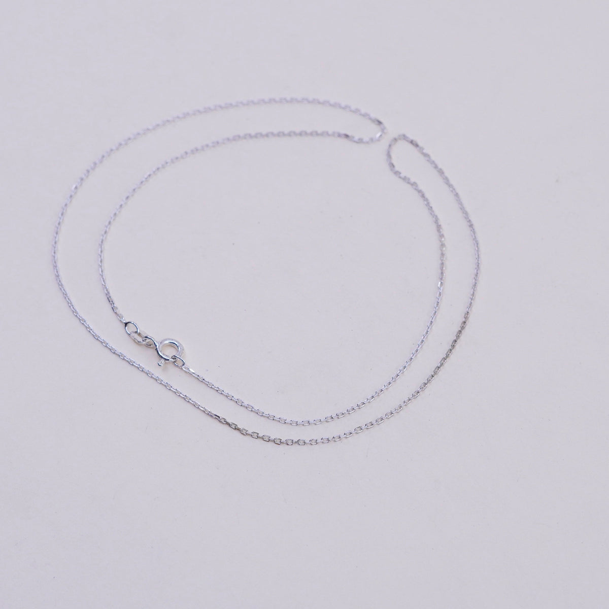 18”, 1mm, Vintage sterling silver circle chain, Italy 925 necklace