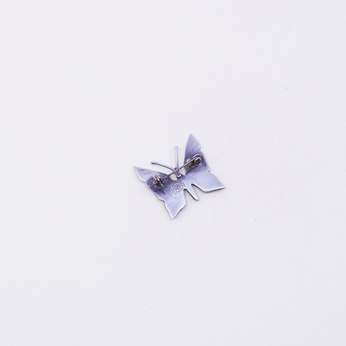 Antique Sterling silver handmade brooch, 925 butterfly brooch with abalone