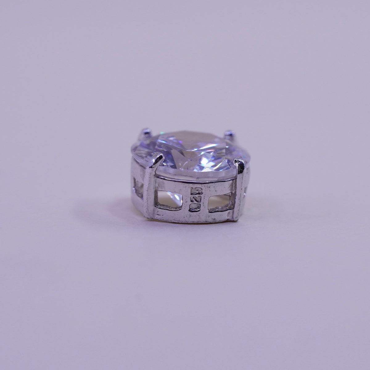Vintage sterling silver cz crystal pendant, 925 handmade pendant