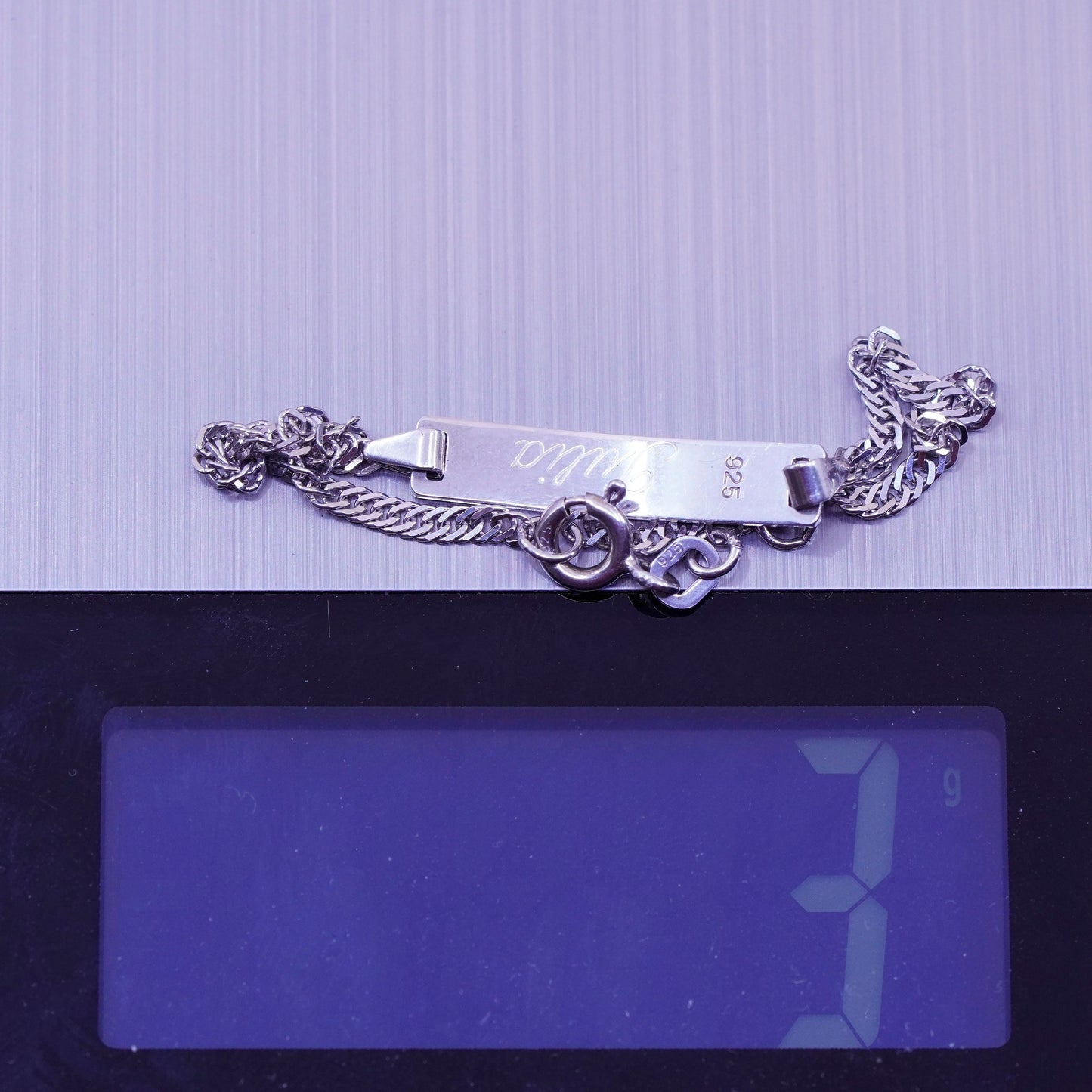 5.5+0.5”, sterling silver bracelet, 925 twisted curb chain name “Katherine” tag
