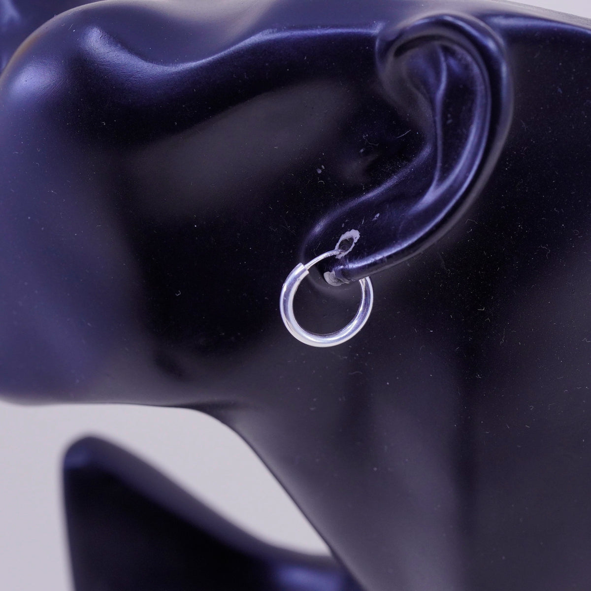 0.5", Vintage sterling silver loop earrings, fashion minimalist, fine 925 silver hoops