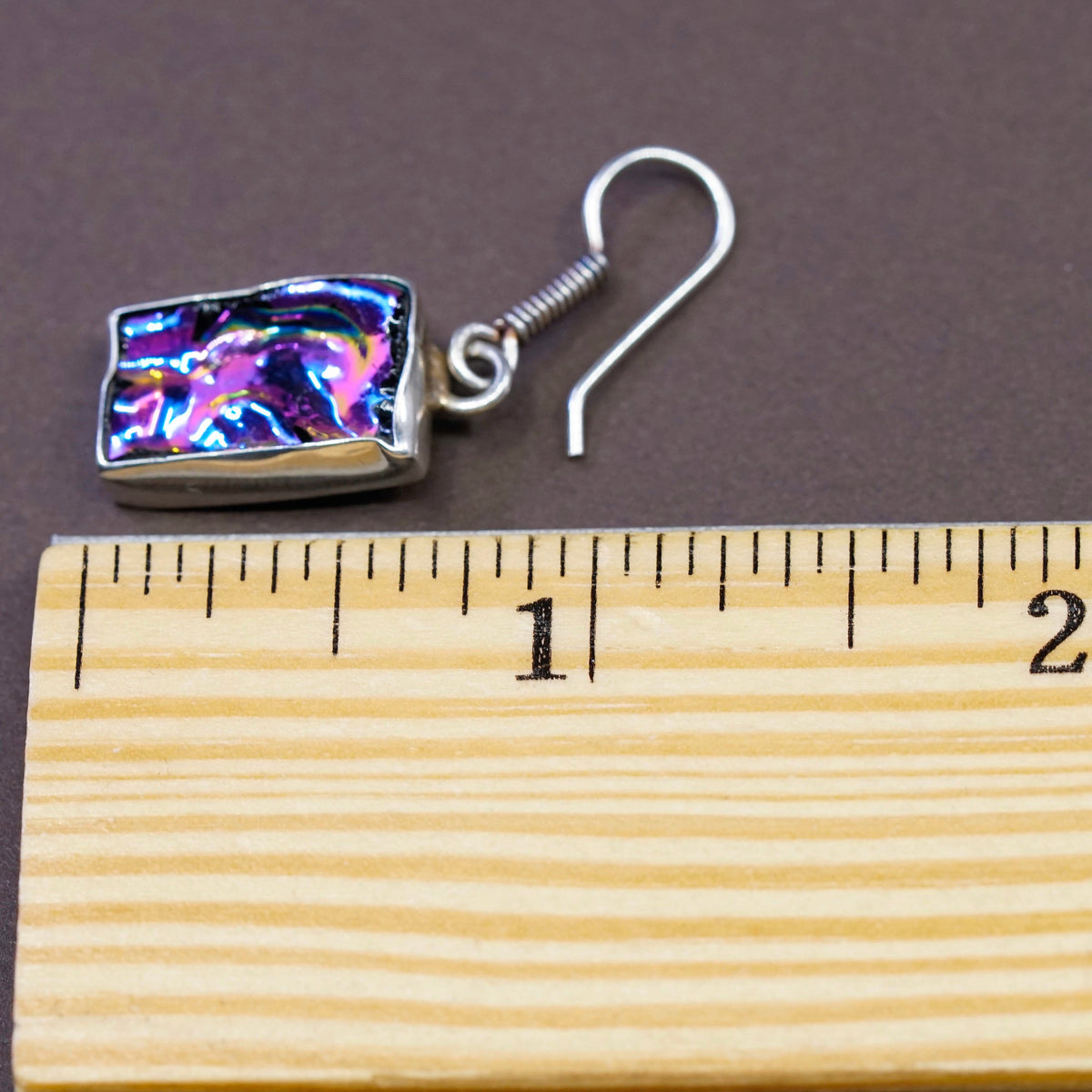 Vintage Sterling silver handmade earrings, solid 925 silver glass beads