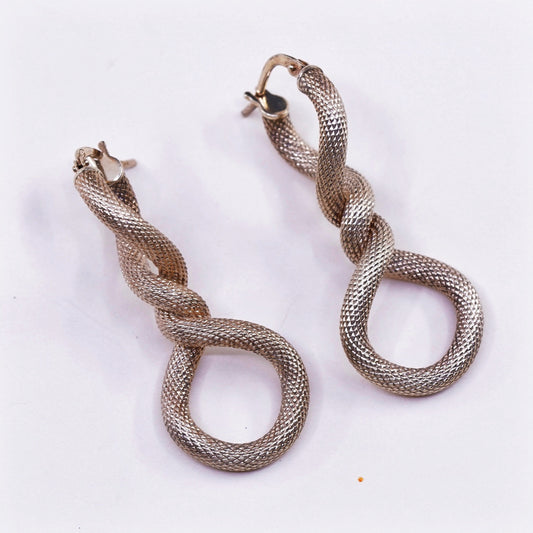 1.5”, vermeil gold sterling silver handmade earrings, mesh twisted 925 hoops