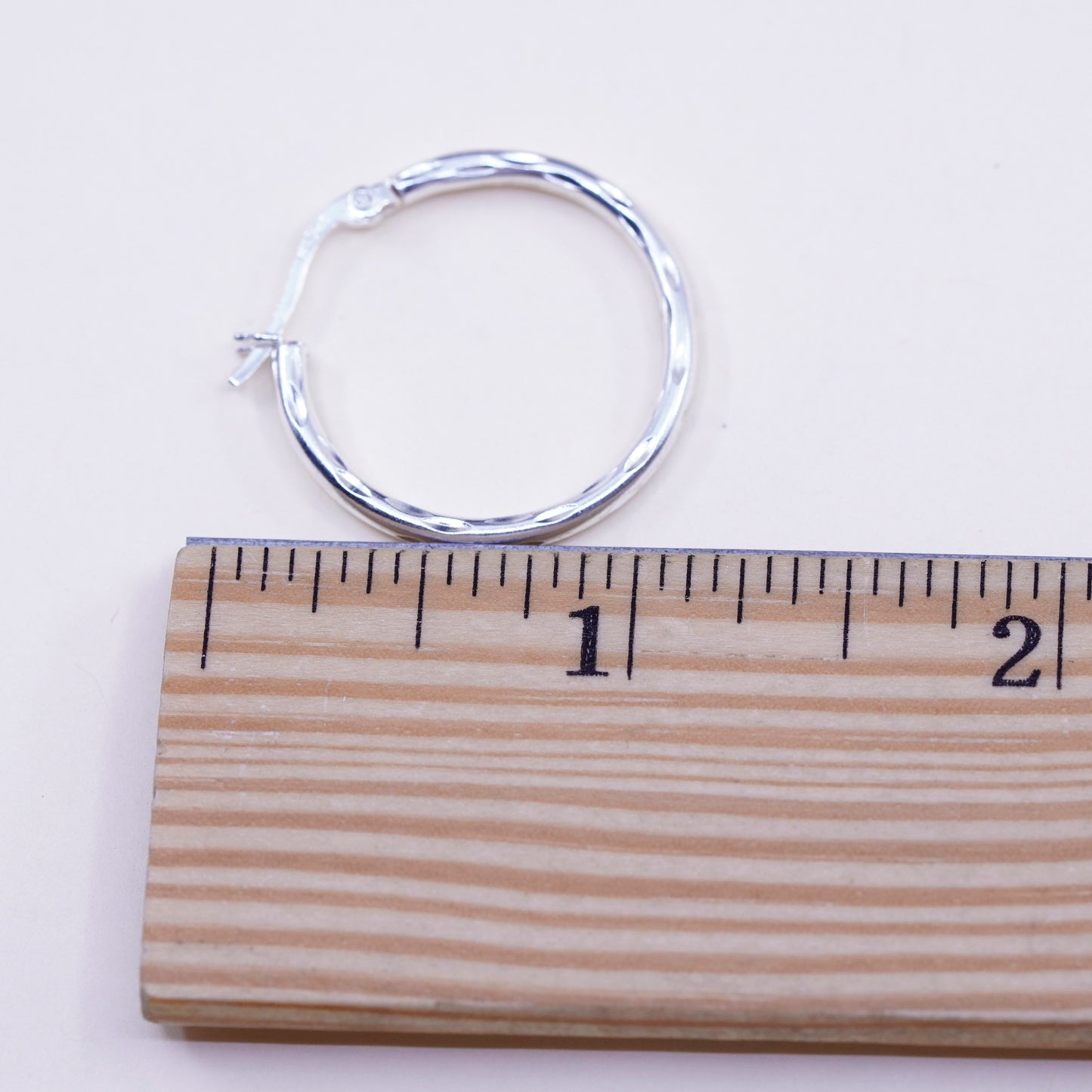 1”, Vintage sterling silver loop earrings, textured minimalist primitive hoops