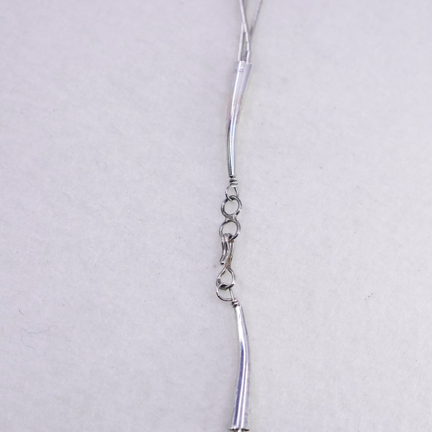 18”, liquid Sterling 925 silver necklace, Native American turquoise beads