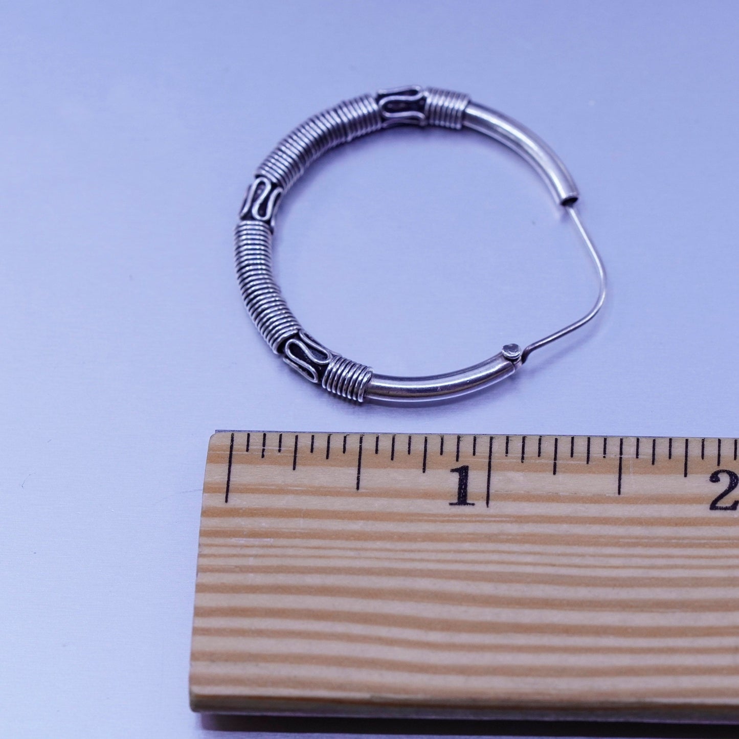 1.5”, vintage Sterling silver handmade earrings, wired 925 simple hoops