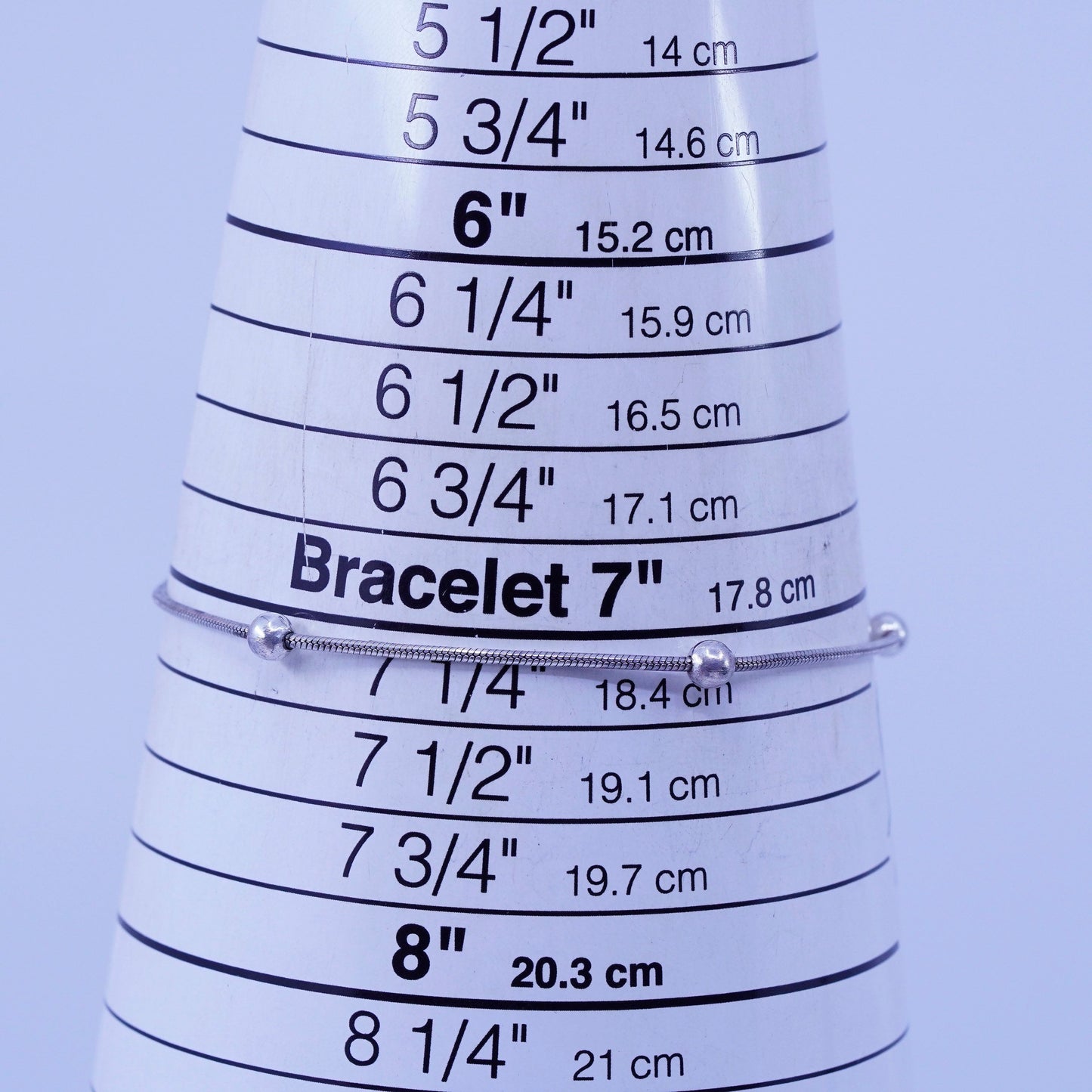 7.25”, 1mm, Sterling 925 silver handmade bracelet, snake chain with beads