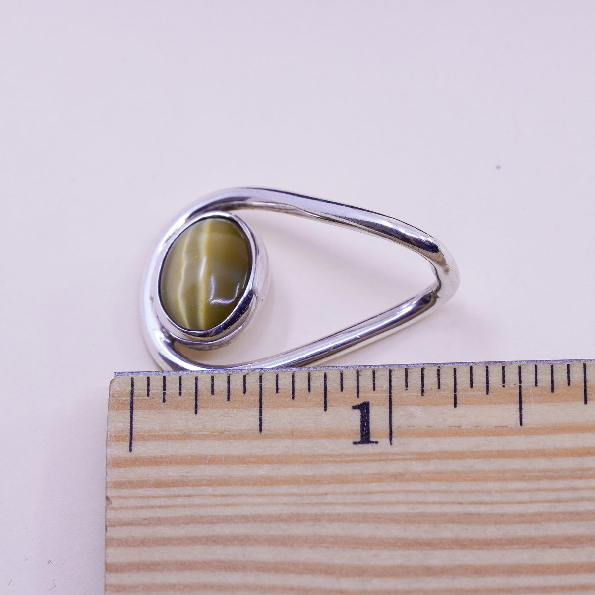 Vintage sterling silver with golden tiger eye, 925 pendant