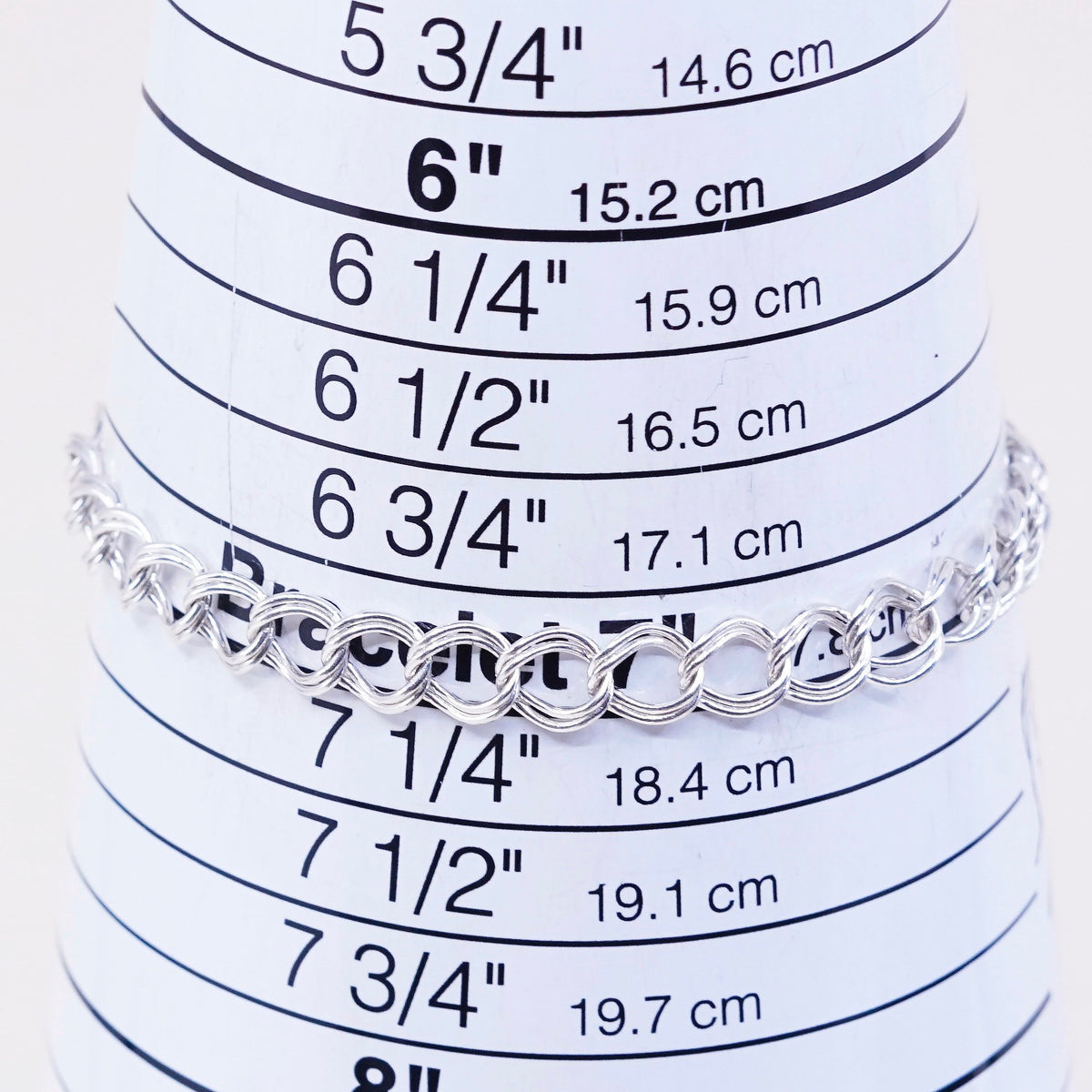 7”, 6mm, Vintage sterling silver double curb bracelet, 925 chain, stamped 925