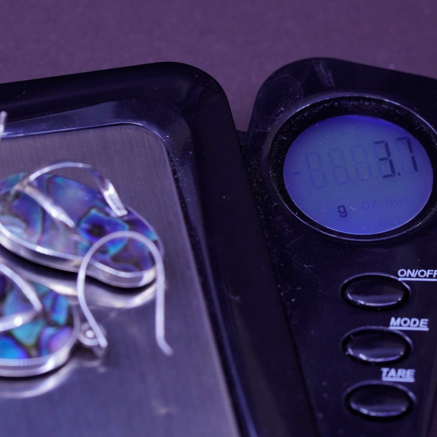 Vintage Sterling 925 silver handmade sandal flip flop earrings with abalone