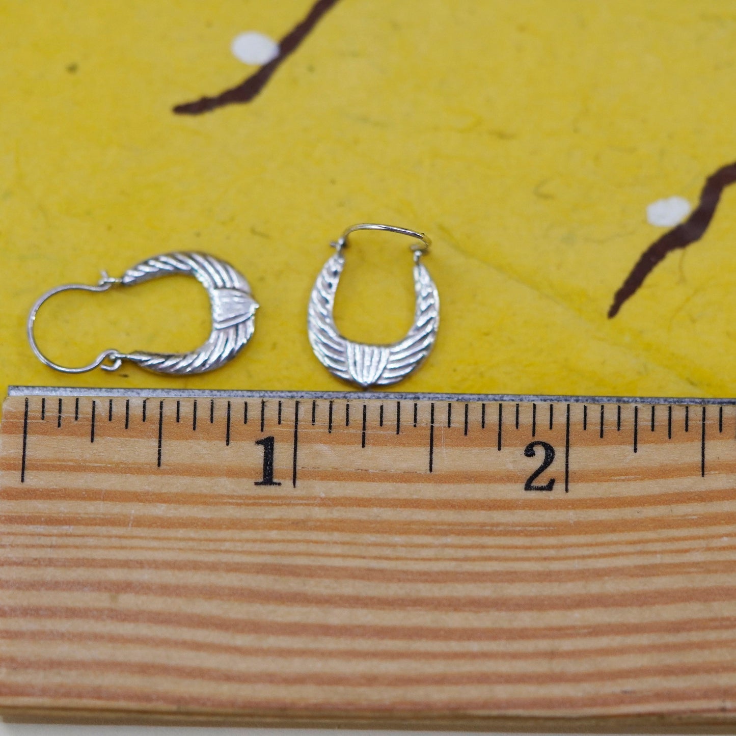 0.5”, vintage Sterling silver huggie earrings, textured 925 hoops