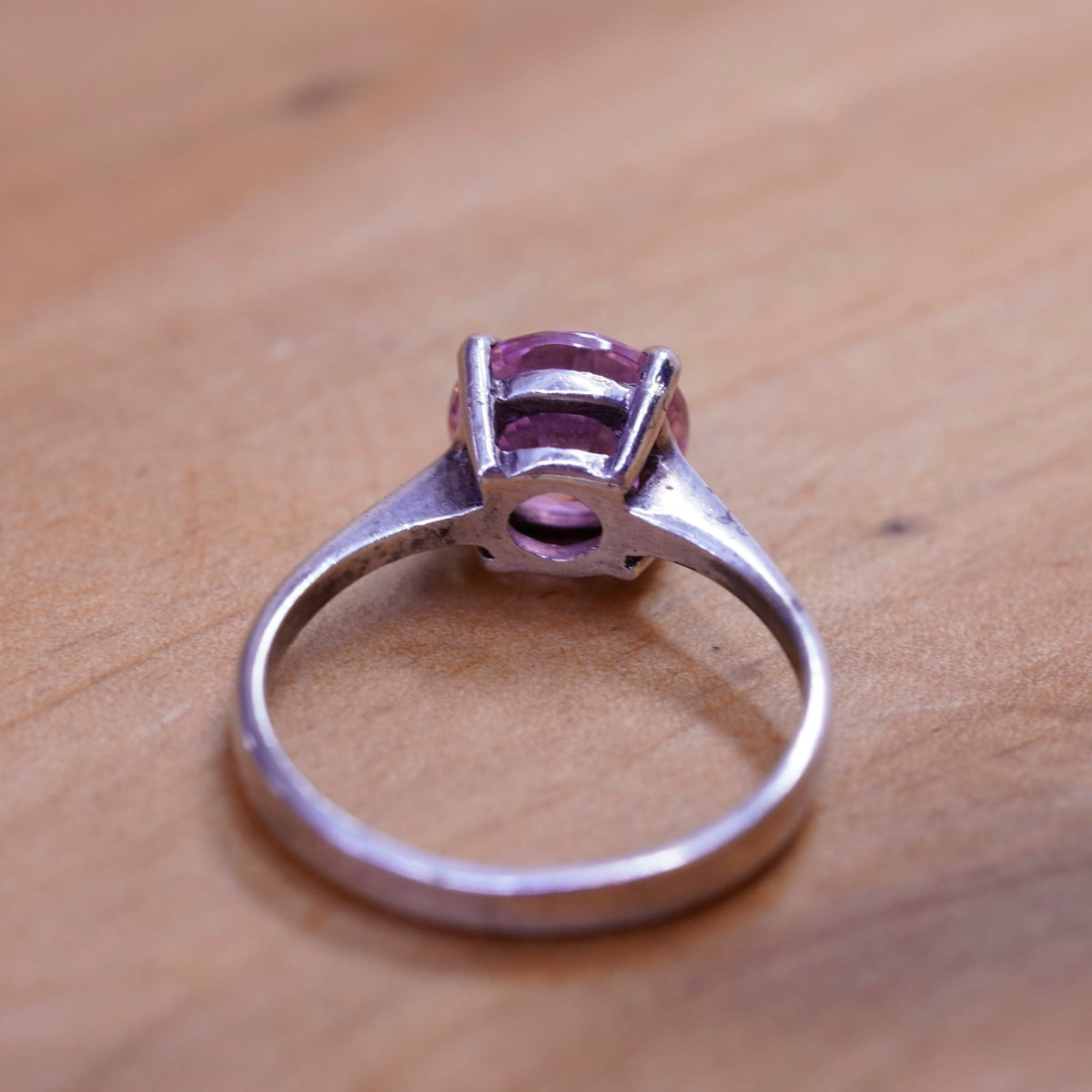 Size 7.5, vintage Sterling 925 silver handmade ring with pink Quartz