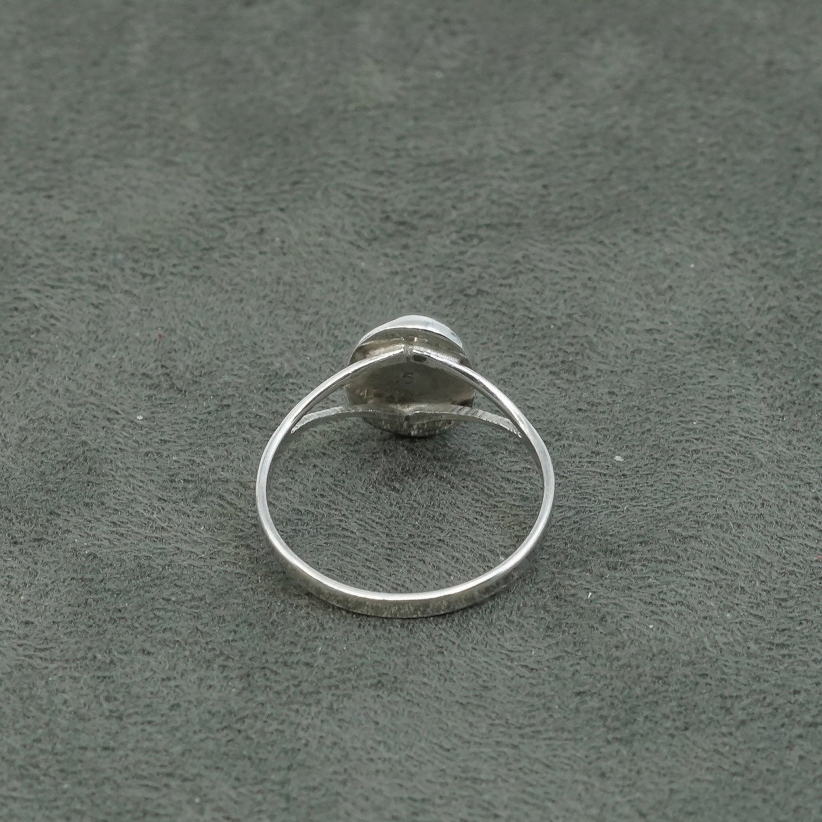 sz 9.25, vtg MEXICO Sterling silver handmade ring, 925 w/ opal