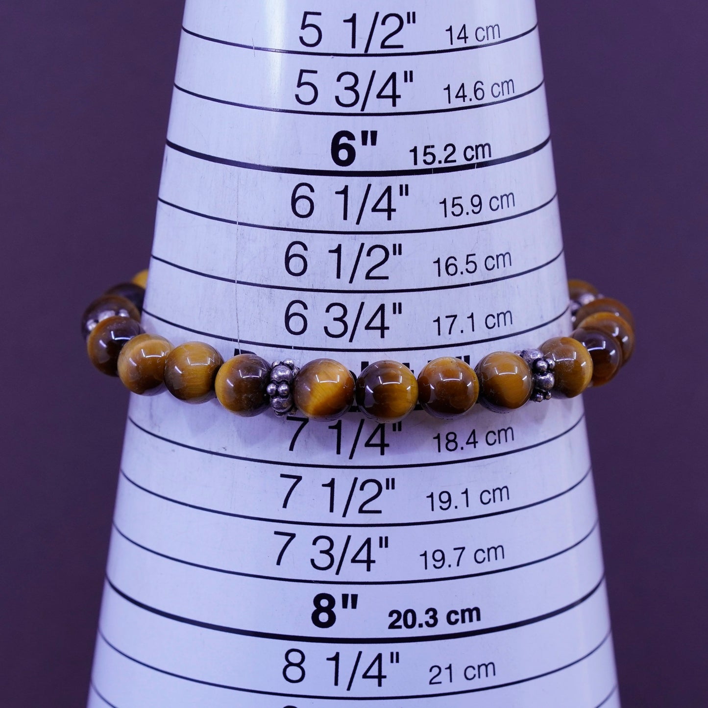 7”, Sterling silver handmade bracelet, Golden tiger eye beads with 925 clasp