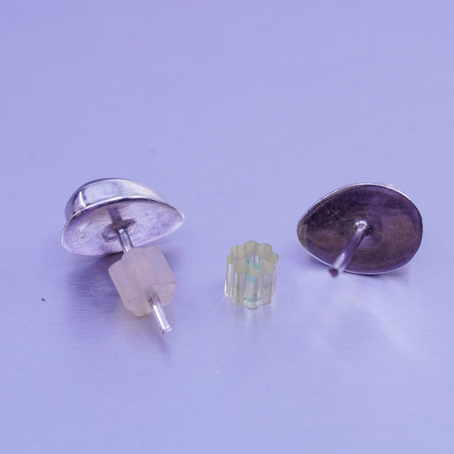 Vintage Sterling 925 silver handmade earrings, studs with teardrop Amber