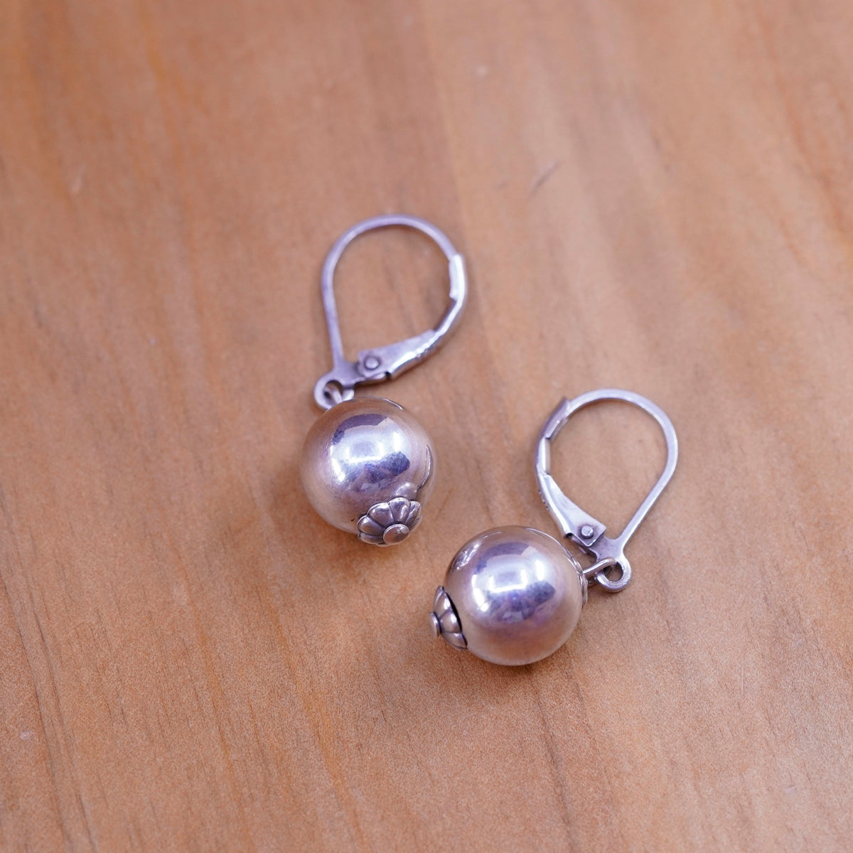 Vintage Sterling silver handmade earrings, 925 beads drops
