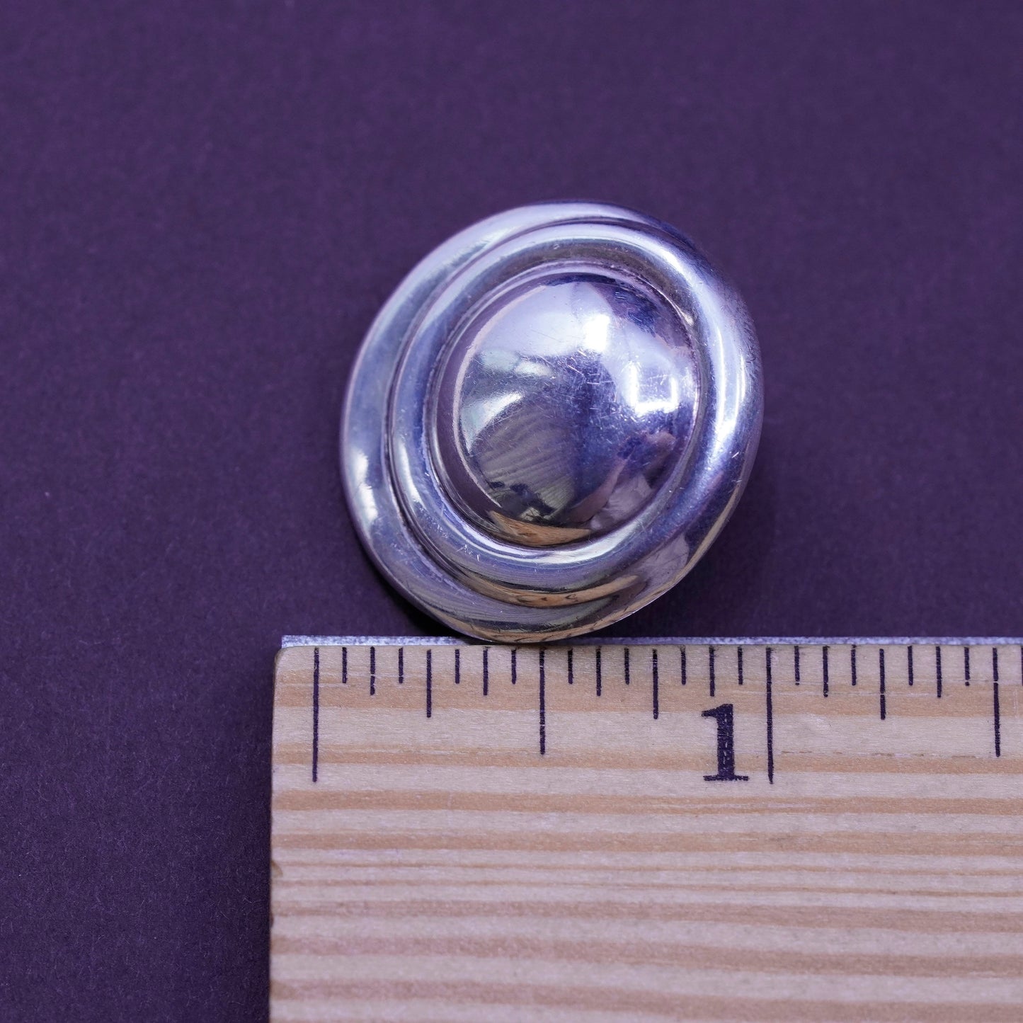 Vintage Sterling silver handmade earrings, mexico rubber 925 round studs