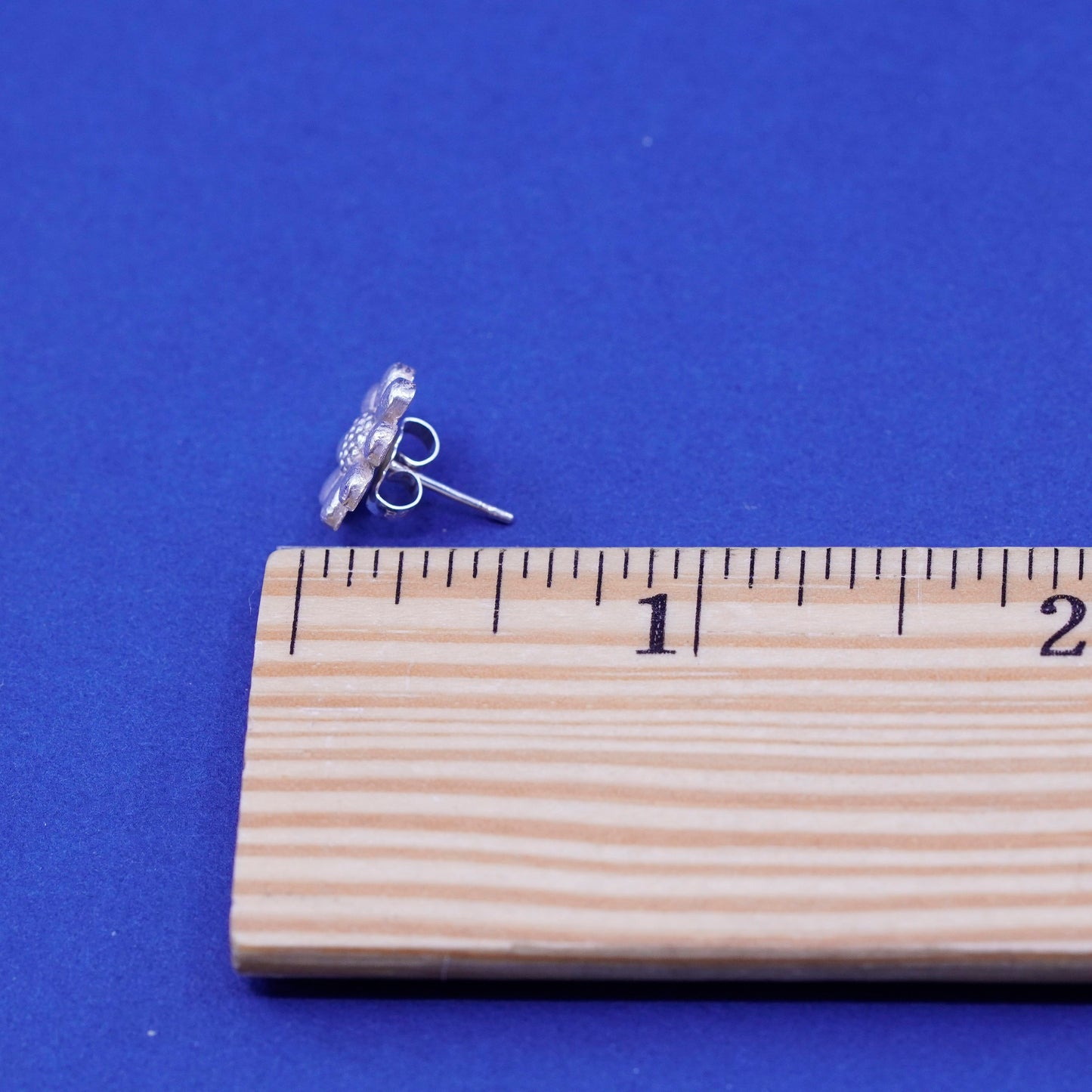 Vintage Sterling silver handmade earrings, 925 flower studs