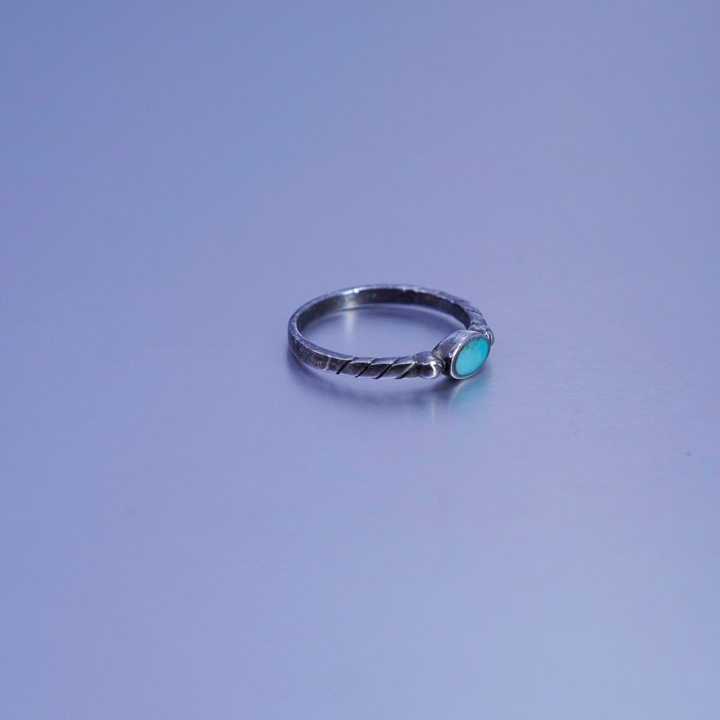 Size 8, Native American navajo Sterling 925 silver stackable ring turquoise