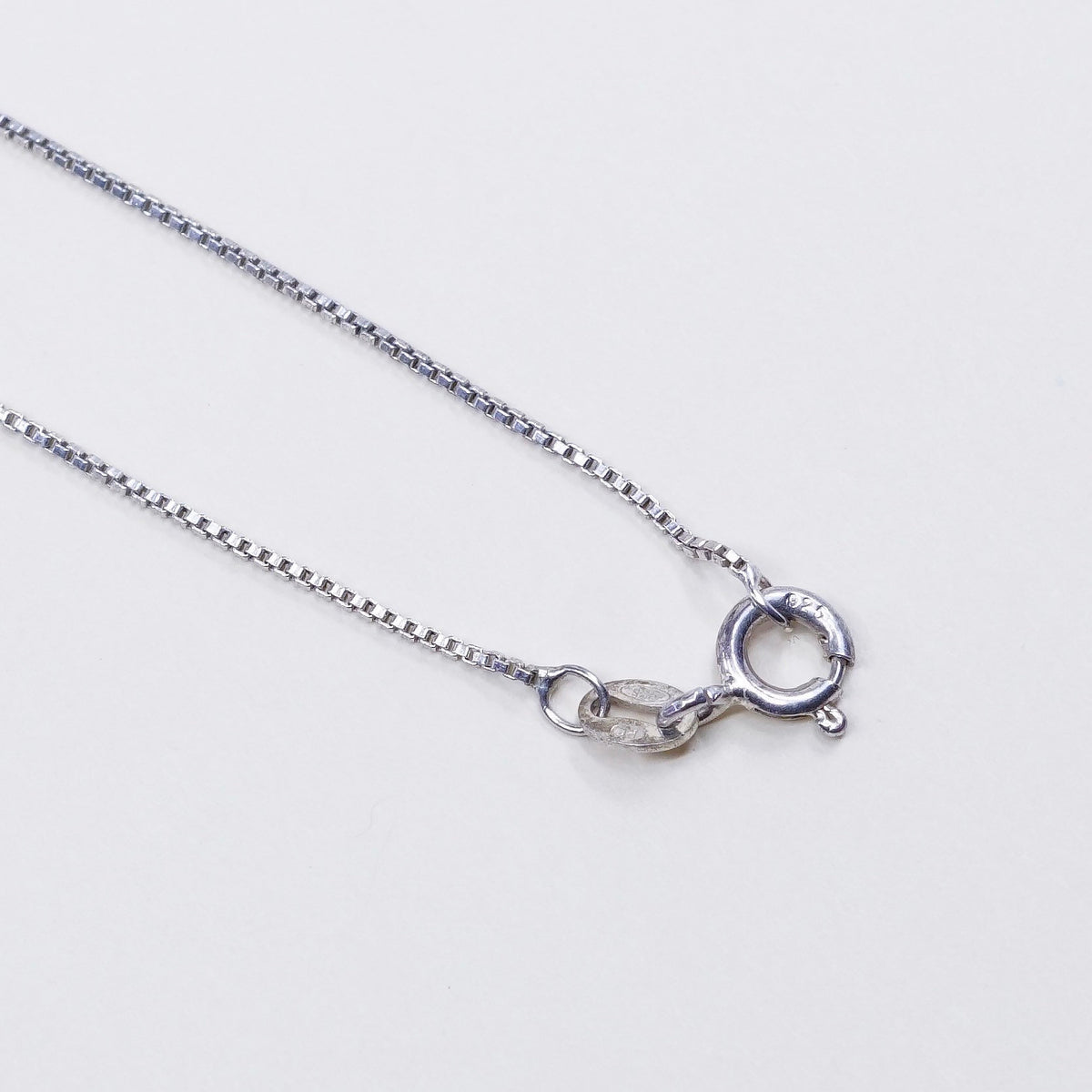 18”, 1mm, Vintage sterling silver box chain w/ cross pendant, necklace
