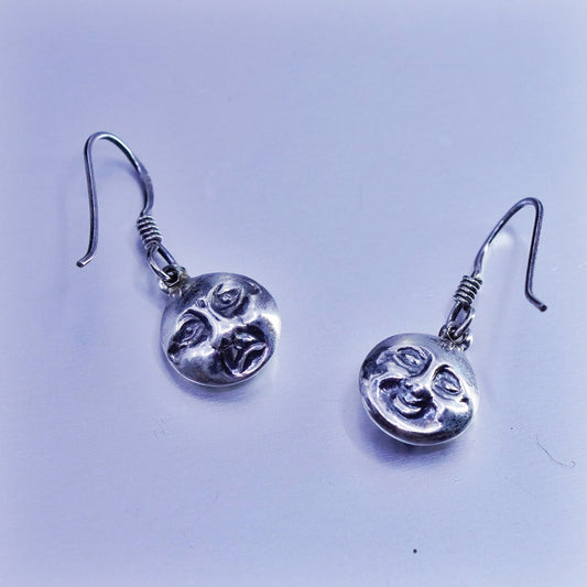 Vintage Sterling 925 silver handmade earrings with sun face