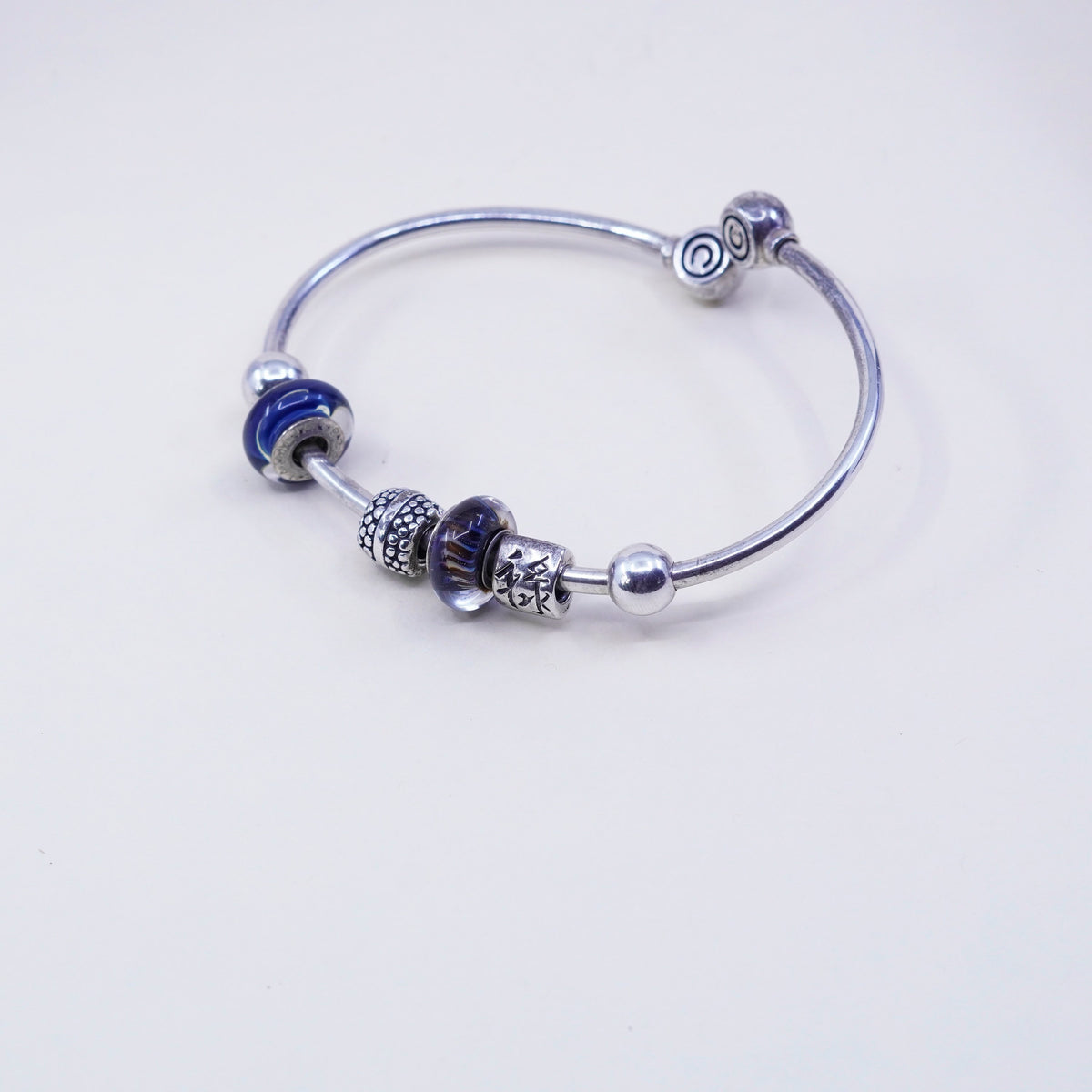 6.75”, vtg CHAMILIA CHAM sterling silver bracelet, 925 wrap bangle happiness
