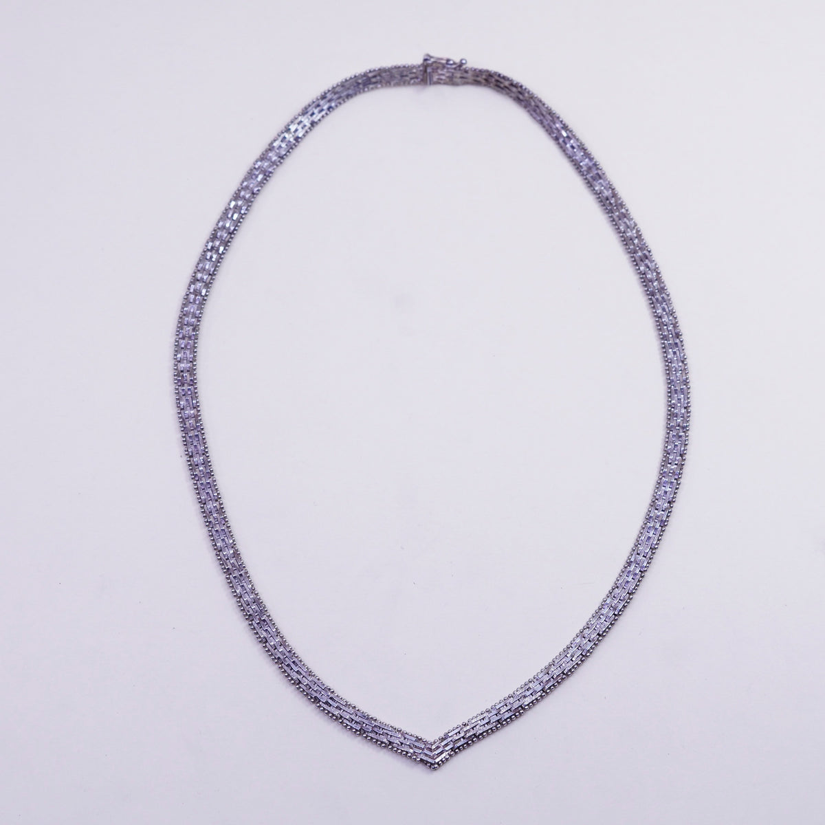 18”, 6mm, Vintage sterling silver Riccio link chain, V shaped 925 necklace