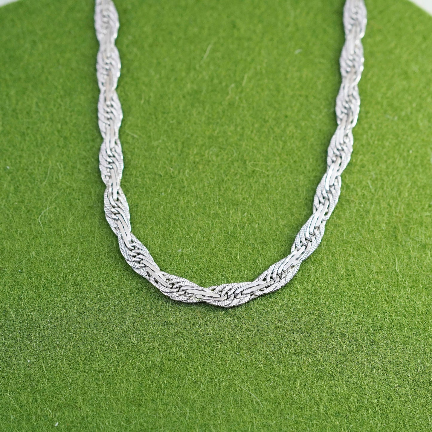 24”, 6mm, Vintage sterling 925 silver flatten nugget chain, necklace