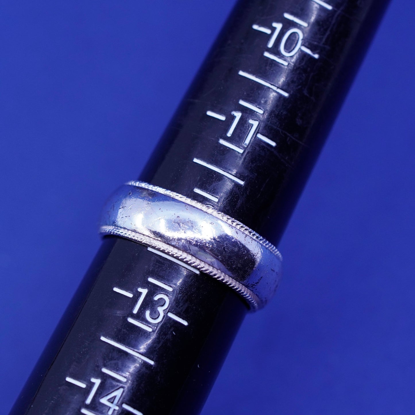 Size 12, vintage Sterling silver handmade band, 925 ribbed cable band